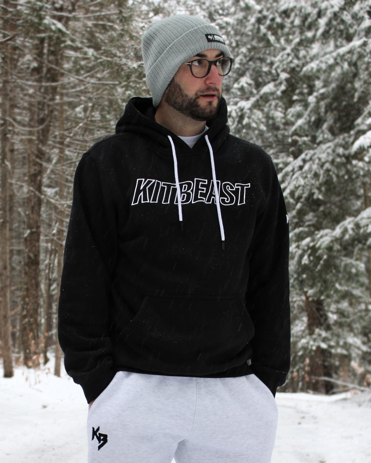 PRJ 01 - KITBEAST HOLLOW SCRIPT BLACK HOODIE